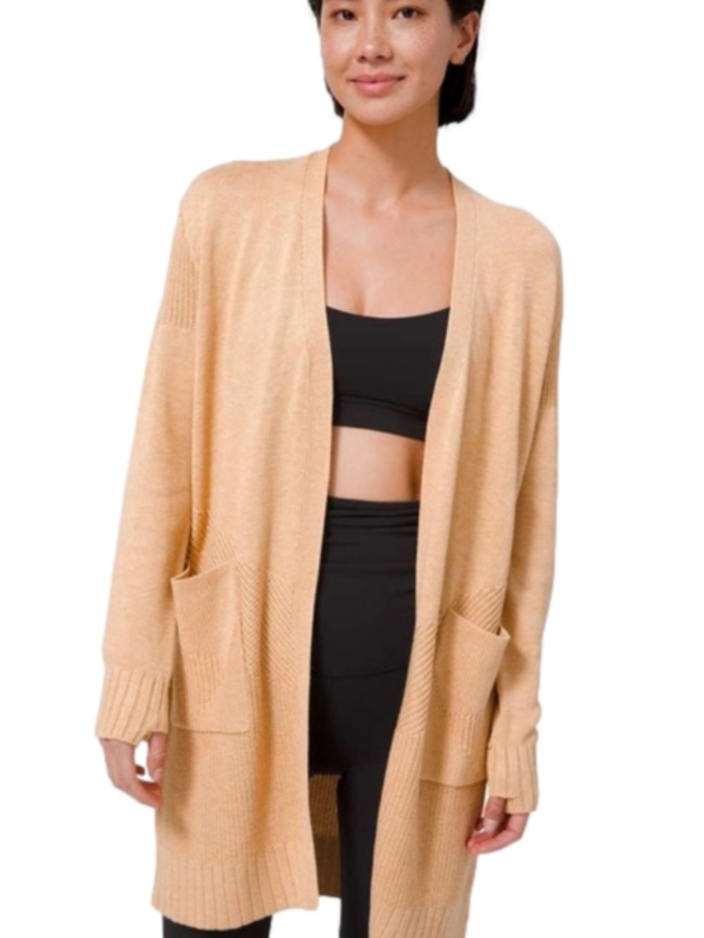 Lululemon Sincerely Yours Wrap Sweater size Medium Heathered Ivory Peach